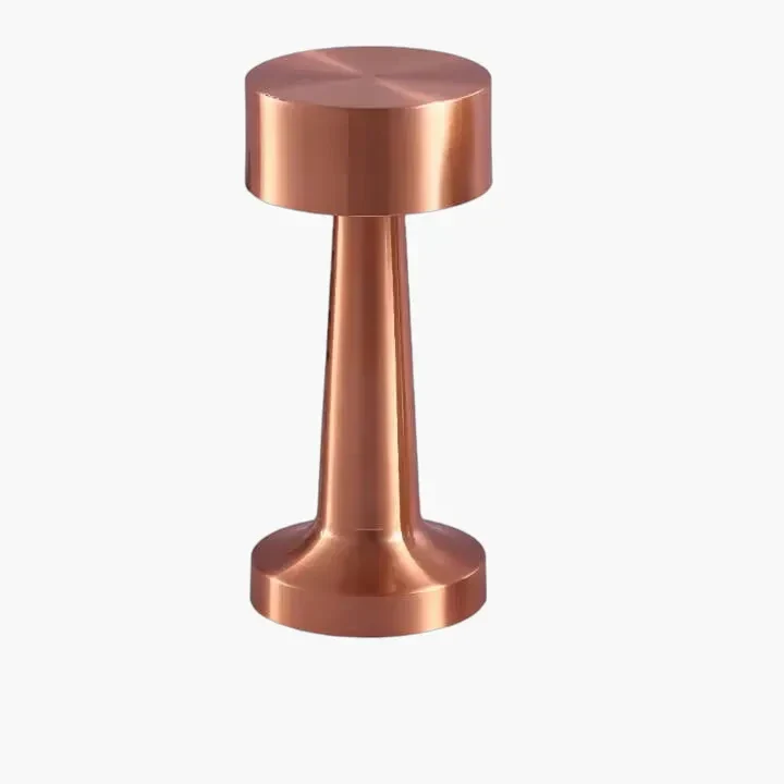 Copper-colored metallic dumbbell with cylindrical ends and a narrower middle section.