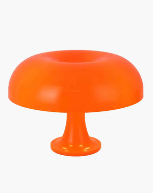 Bright orange mushroom-shaped lamp or light fixture.